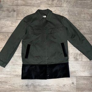 MM6 Maison Martin Margiela Olive Jacket with Black Suede Detail